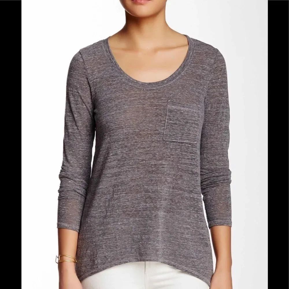 Michael stars Grey high low long sleeve tee